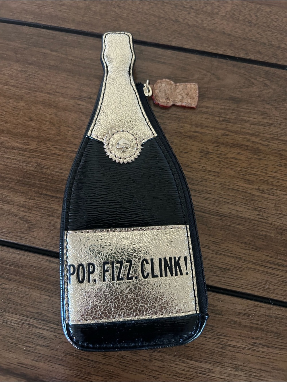 Kate Spade Black & Gold Champagne Bottle Coin Purse